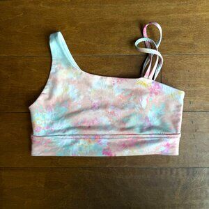 Pastel Tie-Dye One-Shoulder Sports Bra / Crop Top – Size XS/S
